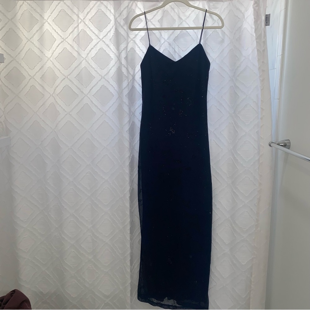 VINTAGE NAVY AND BLACK PROM DRESS